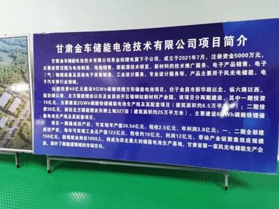 甘肅金車儲能公司加速推進8億瓦時磷酸鐵鋰儲能電池項目，賦能新材料技術(shù)推廣